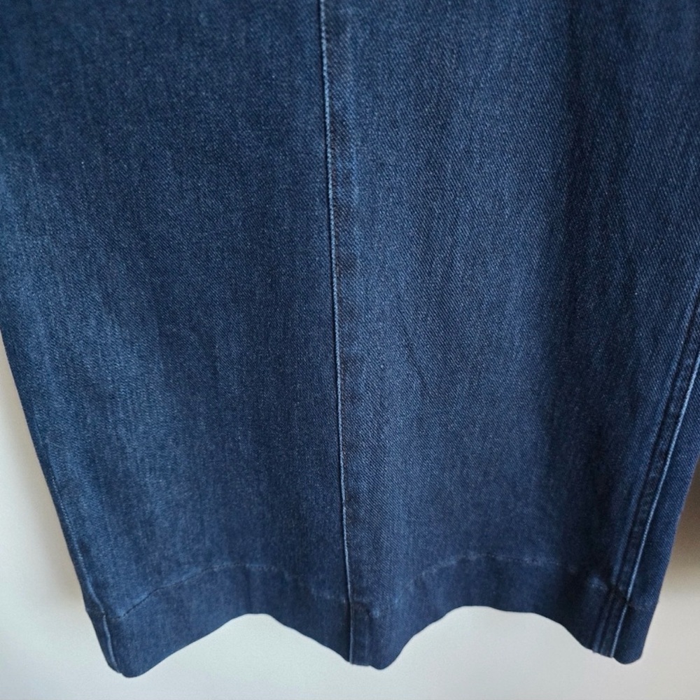 HALARA FLex High Waist Pocket Dark Wash Wide Leg Soft Stretch Jeans SZ Large 70s - Picture 5 of 10
